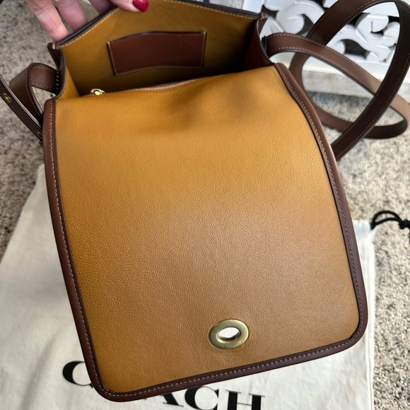 COACH DARK SADDLE 1941 TURNLOCK FLAP / COMPACT POUCH BAG - Picture 11 of 16